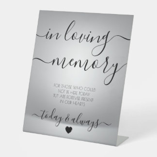 Custom Modern Grey Calligraphy Memorial Pedestal Sign