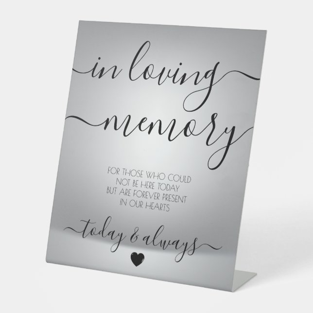 Custom Modern Grey Calligraphy Memorial Pedestal Sign (Front)