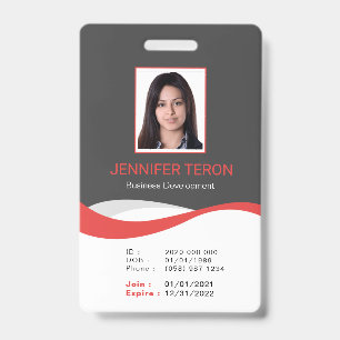 Custom Modern Grey Employee ID Card with barcode Badge