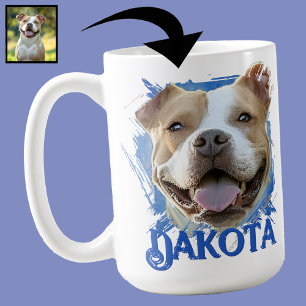 Custom Modern Grunge Pet Lover Pitbull Dog Photo Coffee Mug