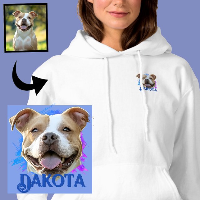Custom Modern Grunge Pet Lover Pitbull Dog Photo Hoodie (Creator Uploaded)