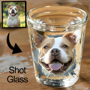 Custom Modern Grunge Pet Lover Pitbull Dog Photo Shot Glass