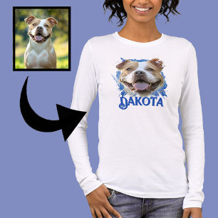 Custom Modern Grunge Pet Lover Pitbull Dog Photo Tri-Blend Shirt