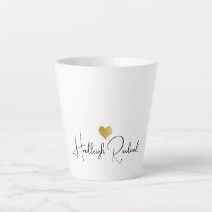 Custom Modern Handwritten Script Name Monogram Latte Mug