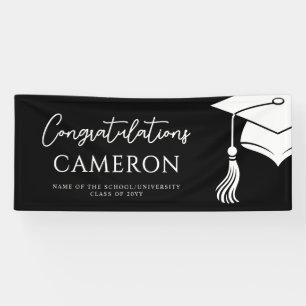 Custom Modern Hat and Tassel Graduation Party Banner