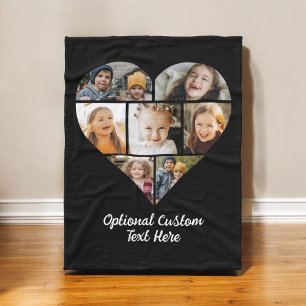 Custom Modern Heart Photo Instagram Collage Fleece Blanket