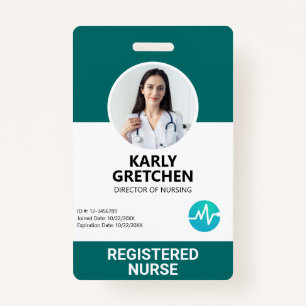 Custom Modern Hospital Employee Photo ID Green ID Badge