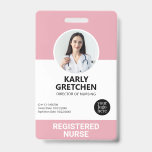 Custom Modern Hospital Employee Photo ID Pink Badge<br><div class="desc">Custom Modern Hospital Employee Photo ID Card Badge Yellow Gold. Please upload a squared photo for a perfect fit. Easily personalise by replacing each info. Upload your own barcode or QR code or remove it if not needed.</div>