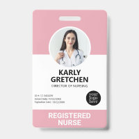 Custom Modern Hospital Employee Photo ID Pink