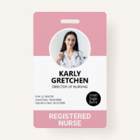 Custom Modern Hospital Employee Photo ID Pink
