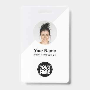 Custom Modern ID Card, Minimalist Photo Name Logo Badge