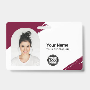 Custom Modern ID Card Simple QR Arc Photo Brush Badge