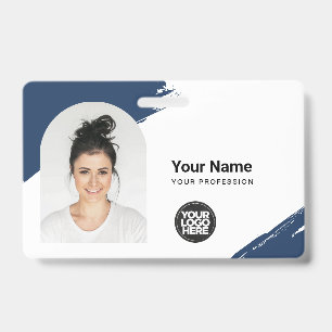 Custom Modern ID Card Simple QR Arc Photo Brush Badge