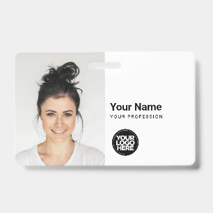 Custom Modern ID Card Simple QR Large Photo Badge