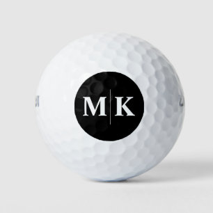 Custom modern initials solid black golf balls