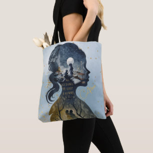 Custom Modern Inspirational Quote Blue Watercolor Tote Bag