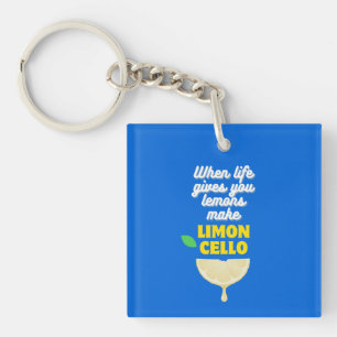 Custom Modern Lemons Quote Limoncello Favour Key Ring