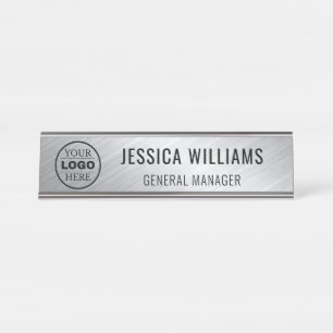 custom modern logo business branded desk name plate