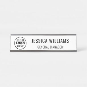 custom modern logo business branded desk name plate