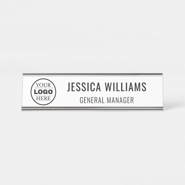 custom modern logo business branded desk name plate (Front)