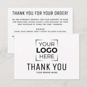 custom modern logo business branded thank you card