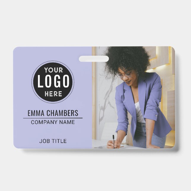 Custom Modern Logo Employee Photo Business ID Badge (Front)
