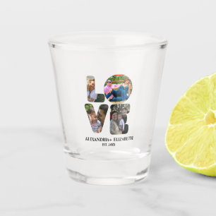 Custom modern love 4 photo collage for couples shot glass