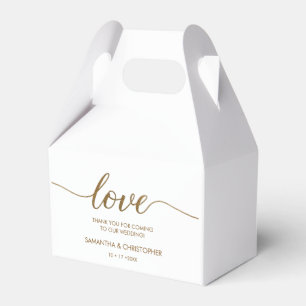 Custom Modern Love Gold Script Wedding thank you Favour Box