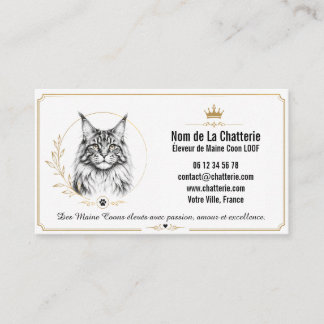 Custom Modern Maine Coon Cattery LOOF Business Card