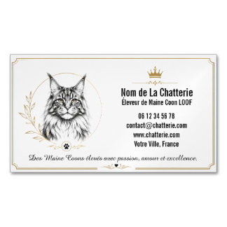 Custom Modern Maine Coon Cattery LOOF Magnetic Business Card