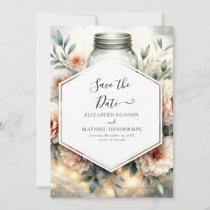 Custom Modern Mason Jar Wedding Save The Date