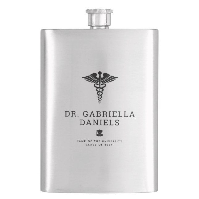 Custom Modern Medical School Doctor Graduation Hip Flask (Front)