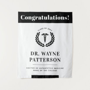 Custom Modern Medical School Graduation Party Tapestry