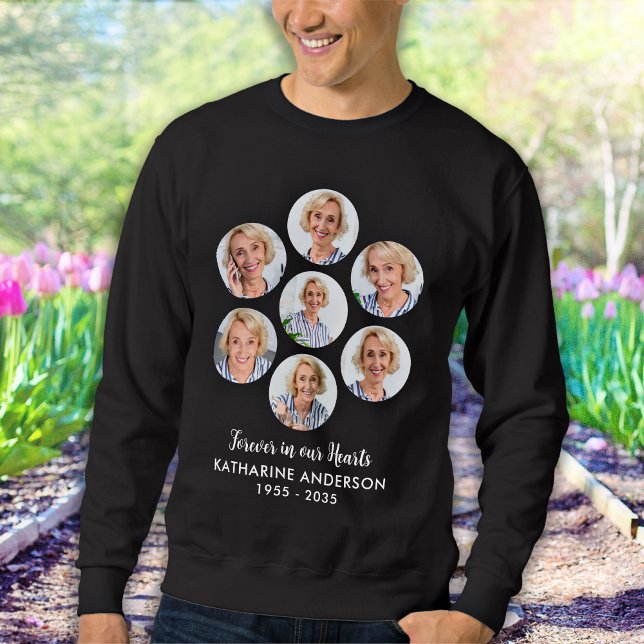 Custom Modern Memorial 7 Photo Collage Funeral  Sweatshirt (Creator Uploaded)