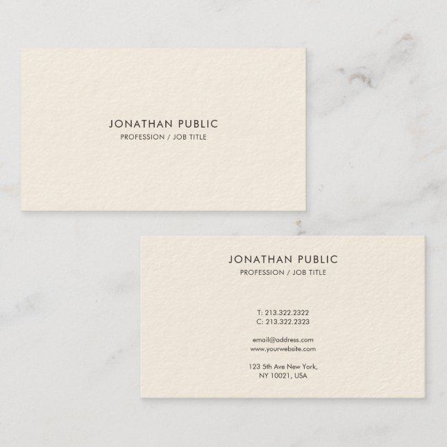 Custom Modern Minimal Easy to Make Template Luxe Business Card (Front/Back)