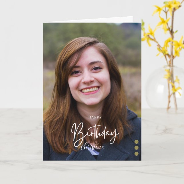 Custom Modern Minimalist Birthday  Card (Yellow Flower)