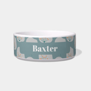 Custom Modern Minimalist Blue Grey Pet Bowl