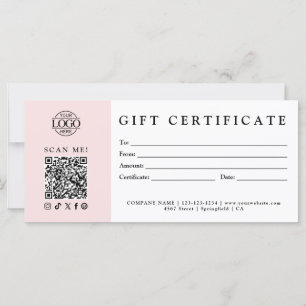Custom Modern Minimalist Business Gift Certificate