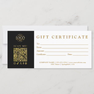 Custom Modern Minimalist Business Gift Certificate