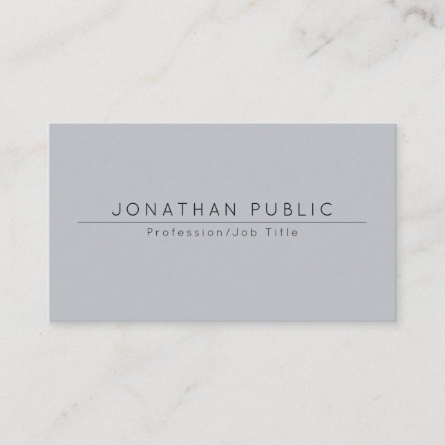 Custom Modern Minimalist Elegant Grey Template Business Card (Front)