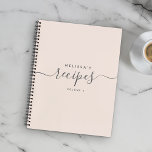 Custom Modern Minimalist Elegant Script Recipe Notebook<br><div class="desc">Add your name and volume number and make this elegant minimalist recipe book a personal inspiration for all your cooking. Chic hand lettered script and the pretty blush pink design make this cookbook a beautiful and unique addition to your family kitchen.</div>