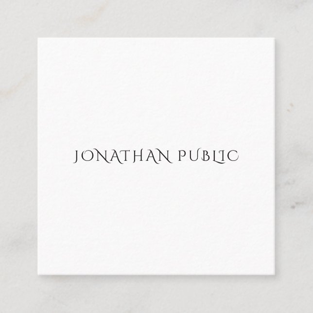 Custom Modern Minimalist Elegant Simple Template Square Business Card (Front)
