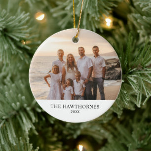 Custom Modern Minimalist Family Photo Ceramic Tree Decoration