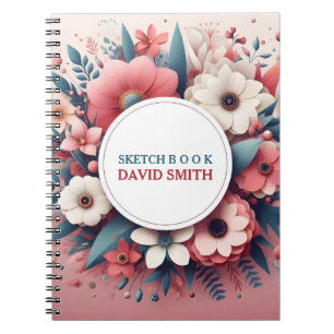 Custom Modern Minimalist flowers Notebook