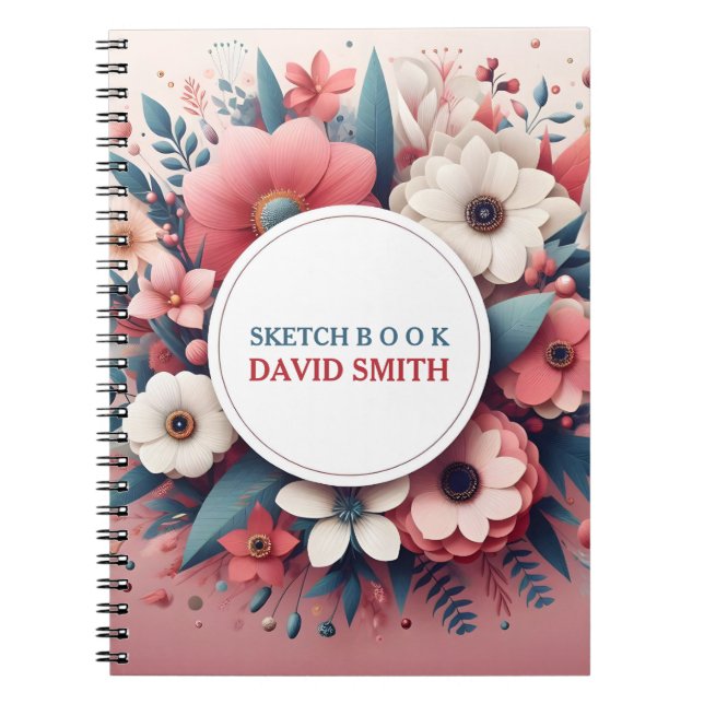 Custom Modern Minimalist flowers  Notebook (Front)