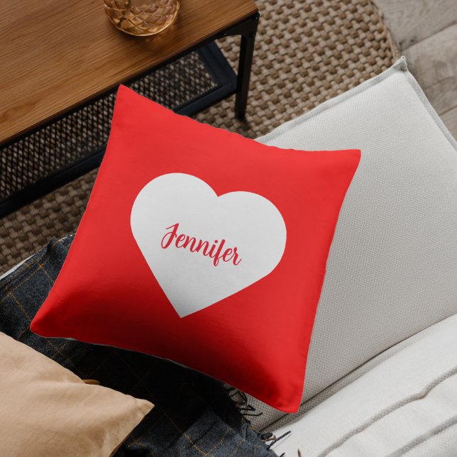 Custom Modern Minimalist Heart Red Valentine  Cushion (Creator Uploaded)