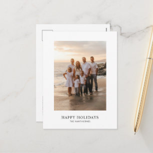 Custom Modern Minimalist Photo Happy Holiday Postcard
