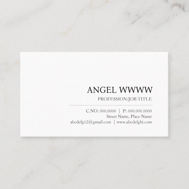 Custom Modern Minimalist Professional Plain  Business Card (Front)