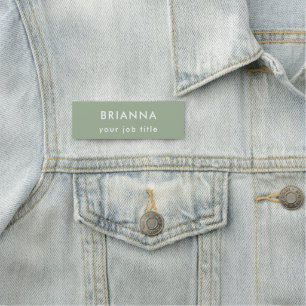 Custom modern minimalist sage green employee name tag
