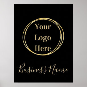 Custom Modern Minimalistic Black Gold Business Poster